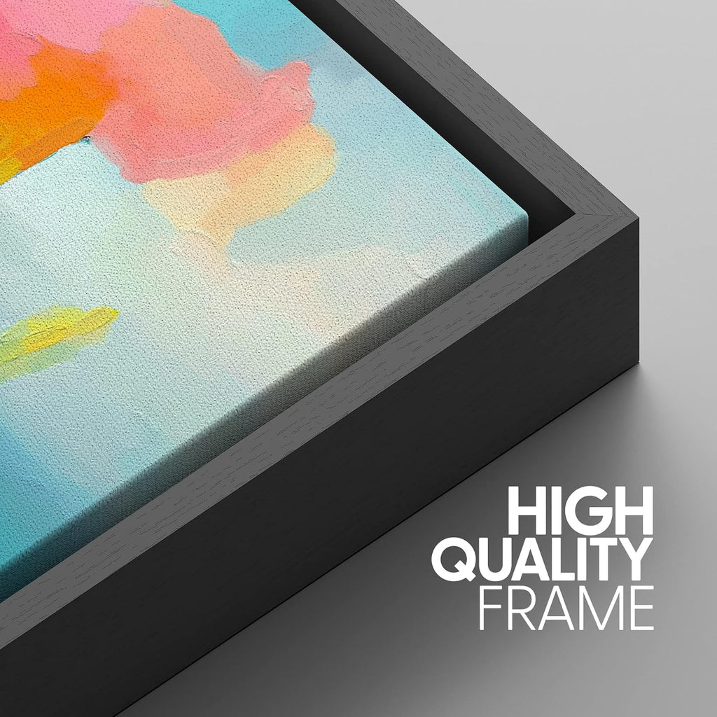 SIGNWIN Framed Canvas Print Wall Art Set Vibrant Rainbow Paint Stroke Collage Shapes Abstract Illustrations Modern Art Decorative Nordic for Living Room, Bedroom, Office - 16'x24'x3 Black