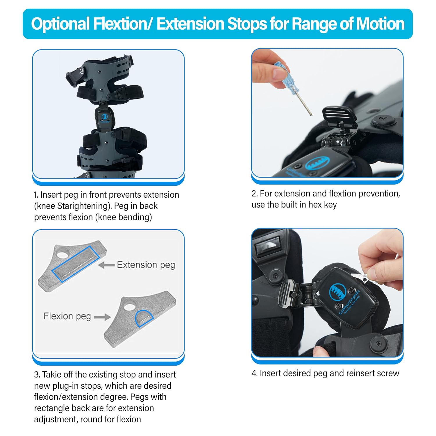 Comfyorthopedic Men & Women OA Unloader Knee Brace, Medial Arthritis Pain & Osteoarthritis Offloader, Bone on Bone Cartilage Joint Support, L1851 L1843 Upgraded Built-in Hex Key, Right Fits Up to 32in Plus Size Thigh