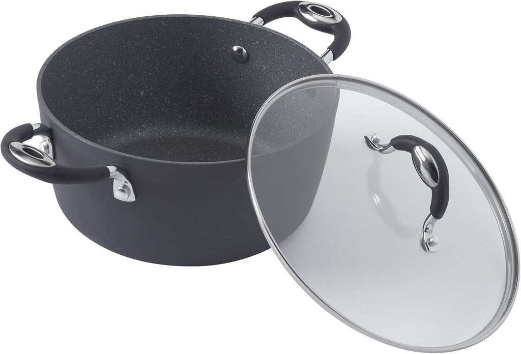 Bialetti Impact 10-Piece Textured Aluminum Cookware Set with Pots, Pans, and Dutch Oven, Nonstick Pots and Pans Set for Kitchen, Gray