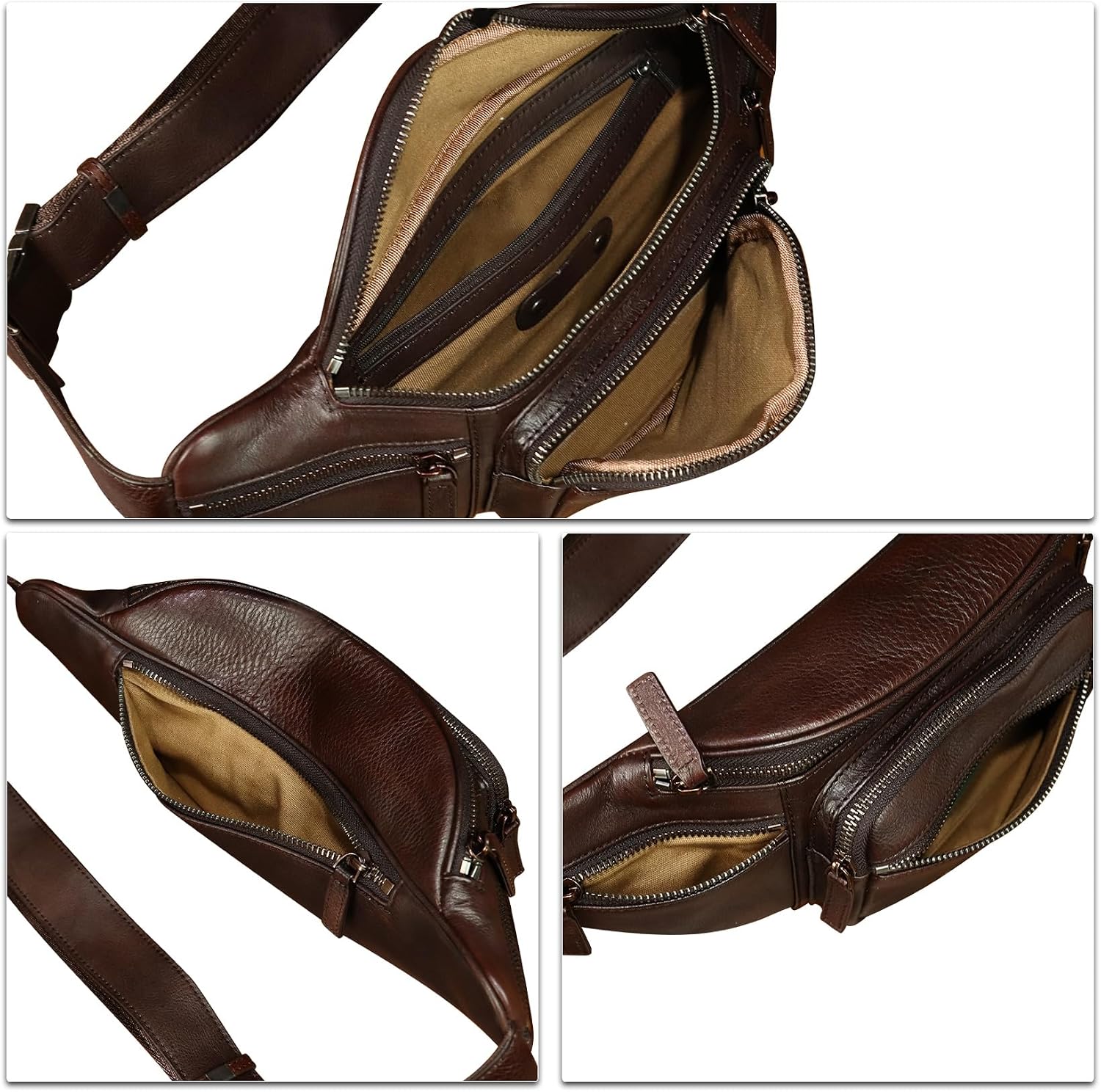 Genuine Leather Fanny Packs for Women and Men Waist Bag Vintage Hip Bum Bag Over Shoulder Crossbody Sling Bag (Coffee)