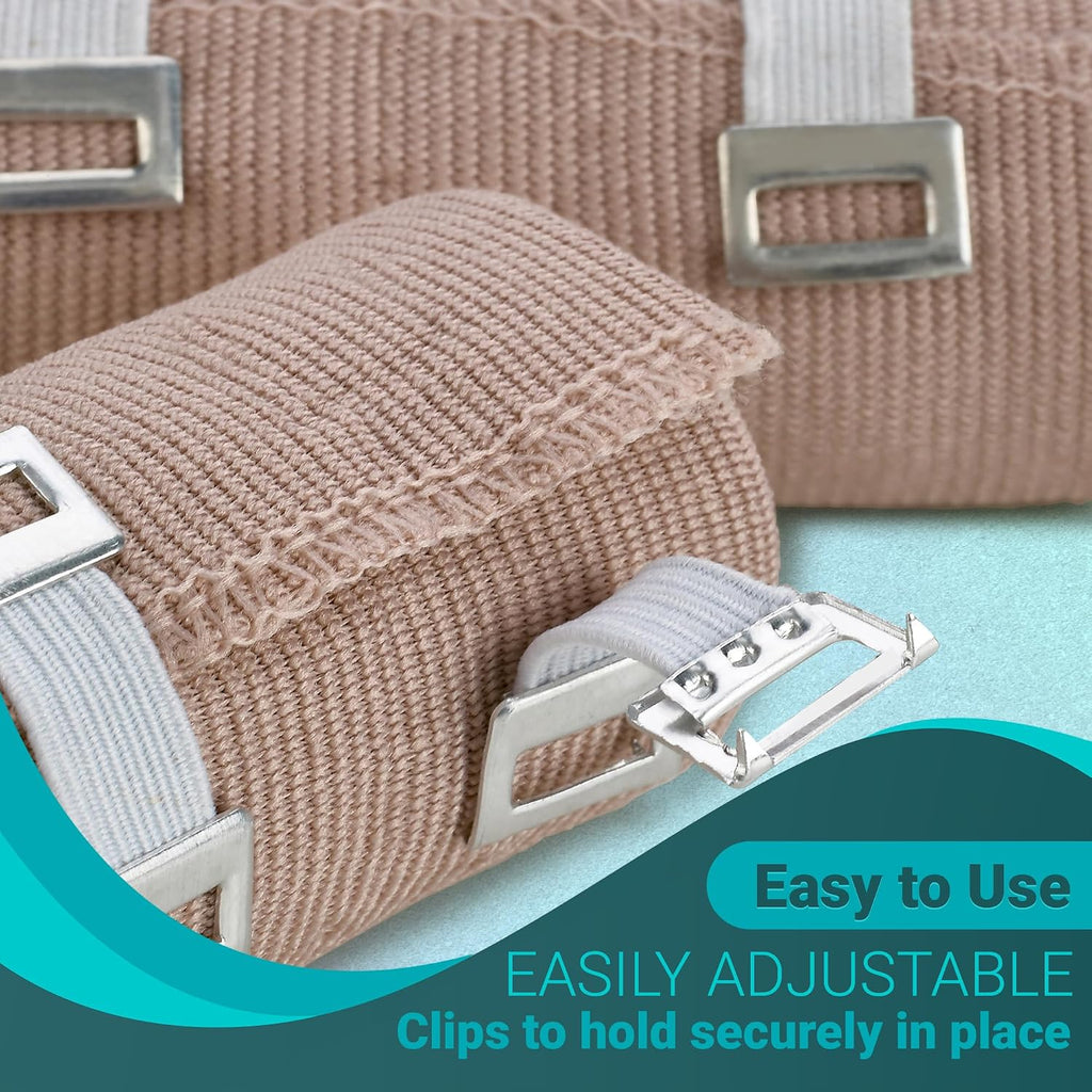 Elastic Compression Bandage Wrap - Premium Quality (Set of 200) w/Hooks, Athletic Sport Support Tape Rolls for Ankle, Wrist, Arm, Leg Sprains First Aid Bandages (100)- 2' x 5 Ft (100)- 3' x 5 Ft