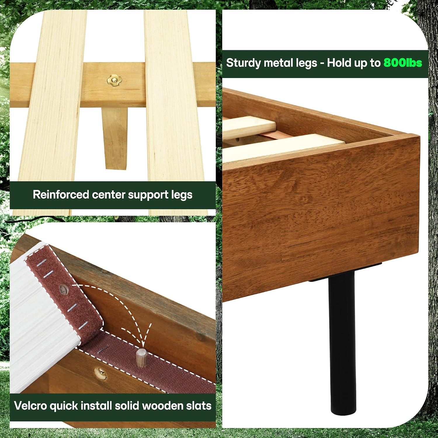Acacia Alander King Bed Frame and Headboard Solid Wood Platform Bed, Scandinavian Signature Wood Bed Compatible with All Mattress Types, Bed Frame King Bedroom Furniture, Wood Slats Support, Walnut