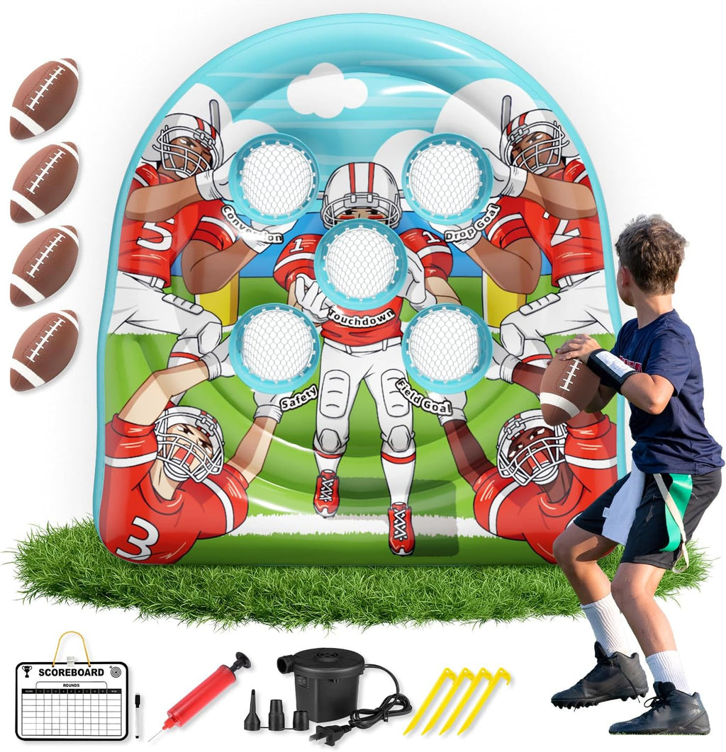 6FT Giant Inflatable Football Target Toss Game - Fun Indoor & Outdoor Yard Games for Kids & Adults, Football Party Throwing Games, Carnival Games, Camping & Tailgate Lawn Activities