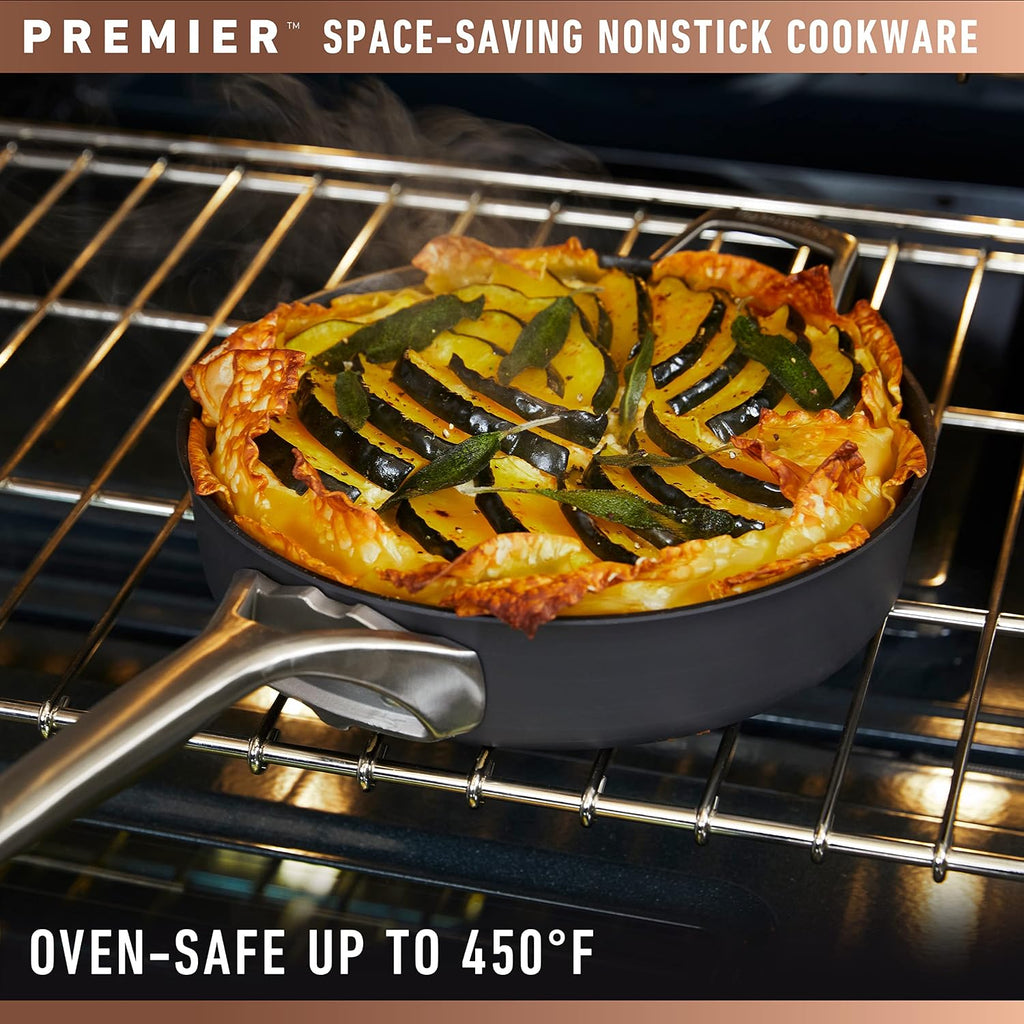 Calphalon Premier Space-Saving Nonstick Cookware Set, 8-Piece, Stackable, Hard-Anodized Aluminum