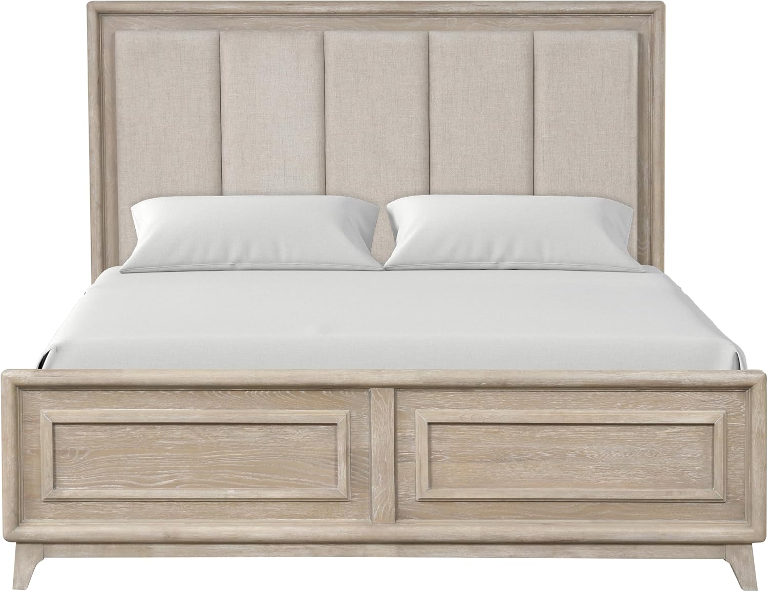Furniture of America Veralyn Modern Solid Wood 5-Piece Bedroom Set with Channel Padded Headboard, Black Metal Handle, Felt-Lined Top Drawer, Angled Bracketed Feet, Box Spring Needed, King, Oak