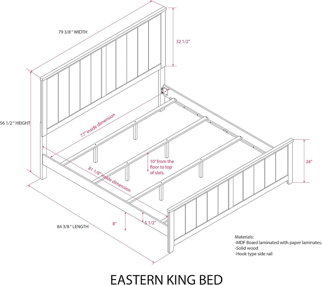Kings Brand Furniture – Balta 6-Piece King Size Gray Bedroom Set. Bed, Dresser, Mirror, Chest & 2 Nightstands