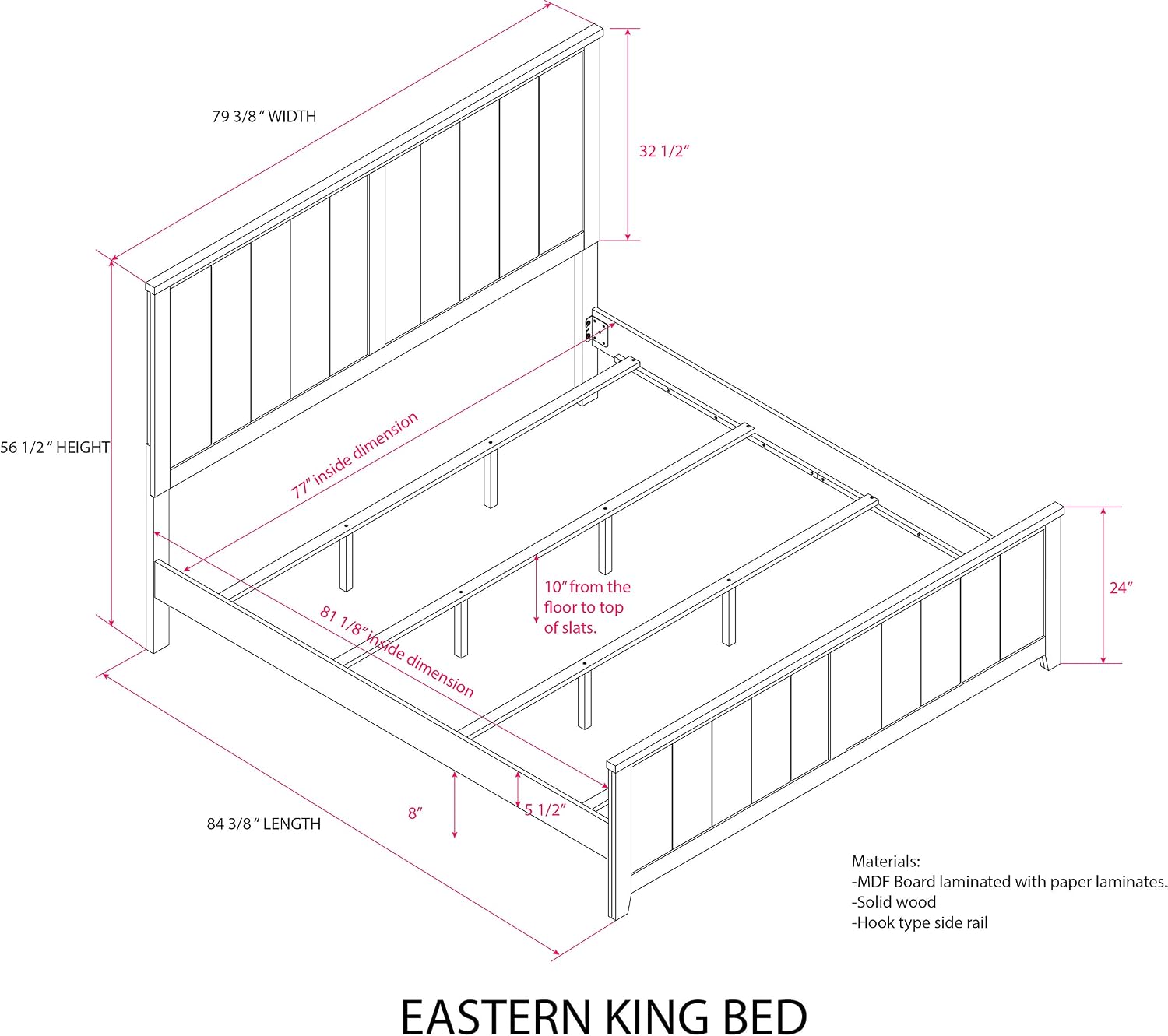 Kings Brand Furniture – Balta 6-Piece King Size Gray Bedroom Set. Bed, Dresser, Mirror, Chest & 2 Nightstands