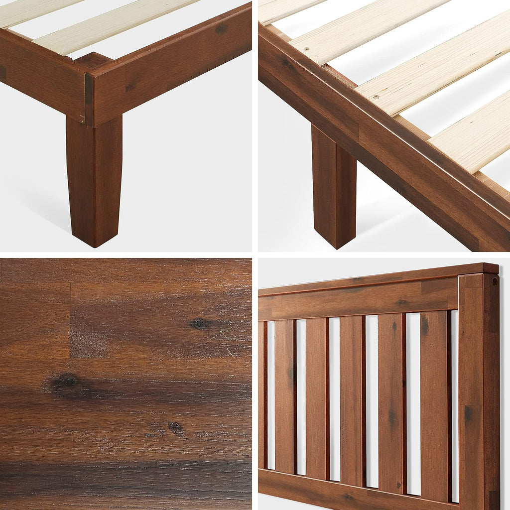 Zinus Vivek Wood Platform Bed Frame with Headboard, Solid Wood Foundation with Wood Slat Support, No Box Spring Needed, Easy Assembly, Full