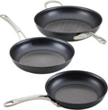 Anolon X Hybrid Nonstick Cookware Frying Pans/Skillet Set, Induction Suitable, 8 Inch, 10 Inch, and 12 Inch - Charcoal Gray