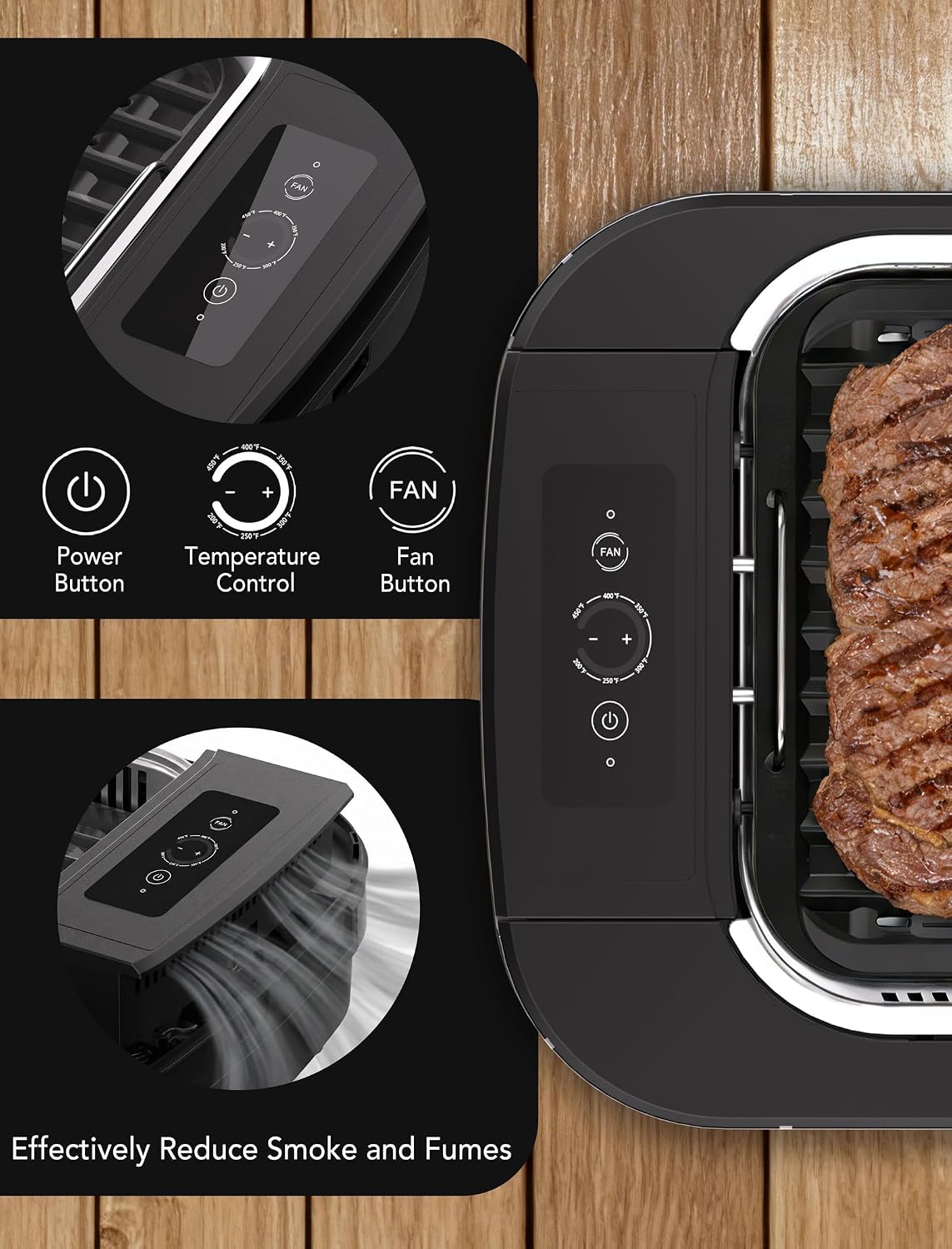 indoor Smokeless Grill, COWSAR indoor Grill, 1500W Electric Grill with Tempered Glass Lid & Drip Tray, Portable Non-Stick Korean BBQ Grill, 6-Level Control, 90 Min Auto, Dishwasher Safe