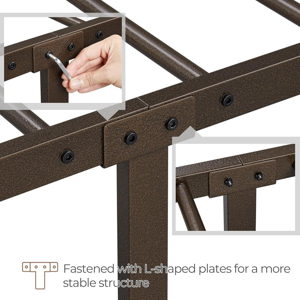 Yaheetech Classic Metal Platform Bed Frame Mattress Foundation with Victorian Style Iron-Art Headboard/Footboard/Under Bed Storage/No Box Spring Needed/Queen Size Bronze