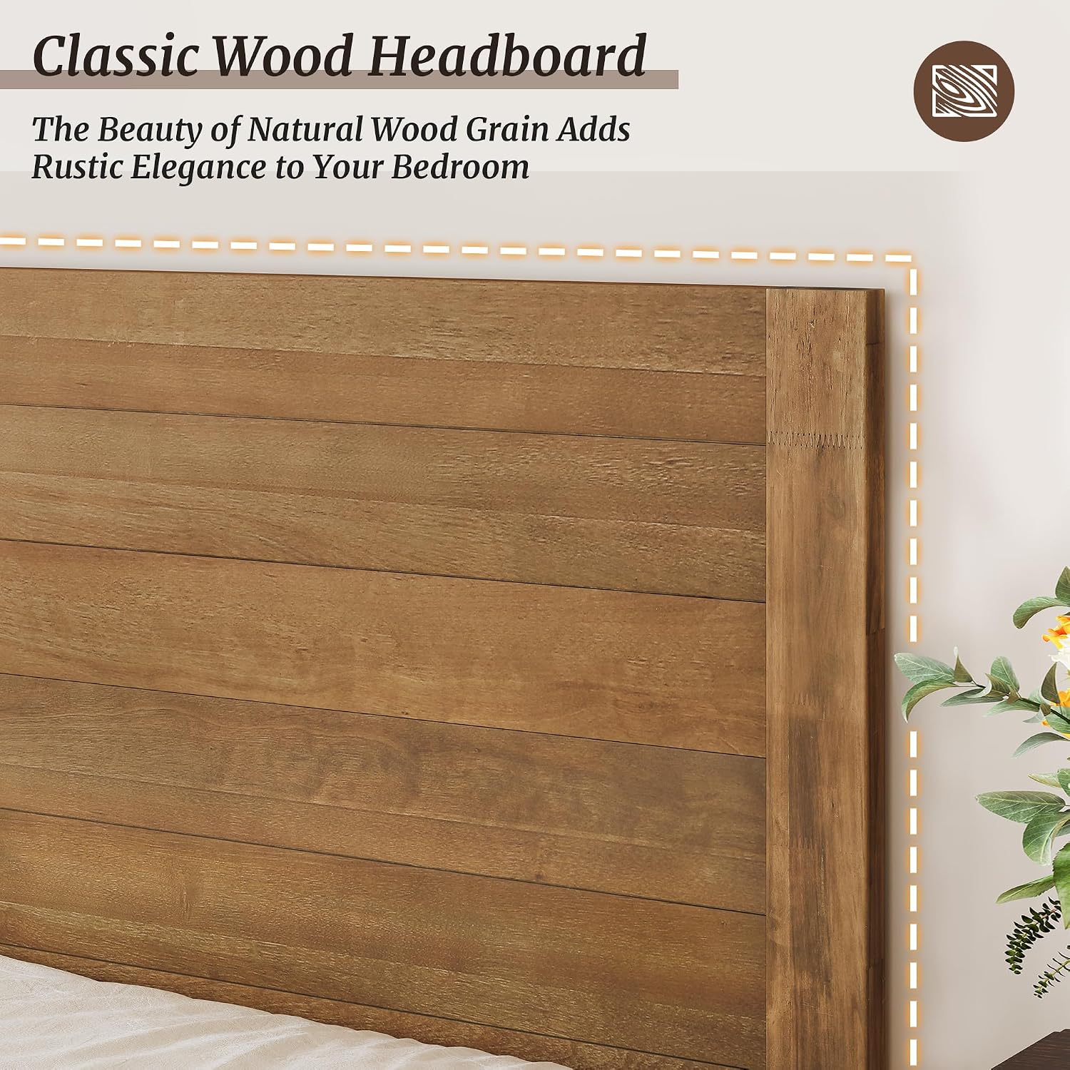 Cozyman King Bed Frame and Headboard, 100% Solid Acacia Wood Platform, 800lb Heavy Duty Support with 10 Reinforced Legs, Noise-Free No Box Spring Needed, Low-Profile Design, Dark Wood