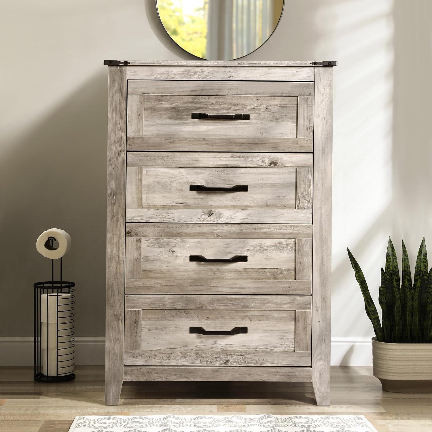 NEDYO 3PCS Dresser and Nightstand Sets, Farmhouse Dresser Set, 4 Drawer Dresser and 2 Drawer Nightstand Set of 2 with USB, Rustic Wooden Dresser Set for Bedroom. Light Rustic Oak