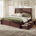 AMERLIFE Solid Wood Full Size Storage Bed Frame with Headboard, Platform Bedframe with 2 Storage Drawers, Beadboard Design & Wooden Slats/No Box Spring Needed/Noise-Free, Espresso Brown Finish