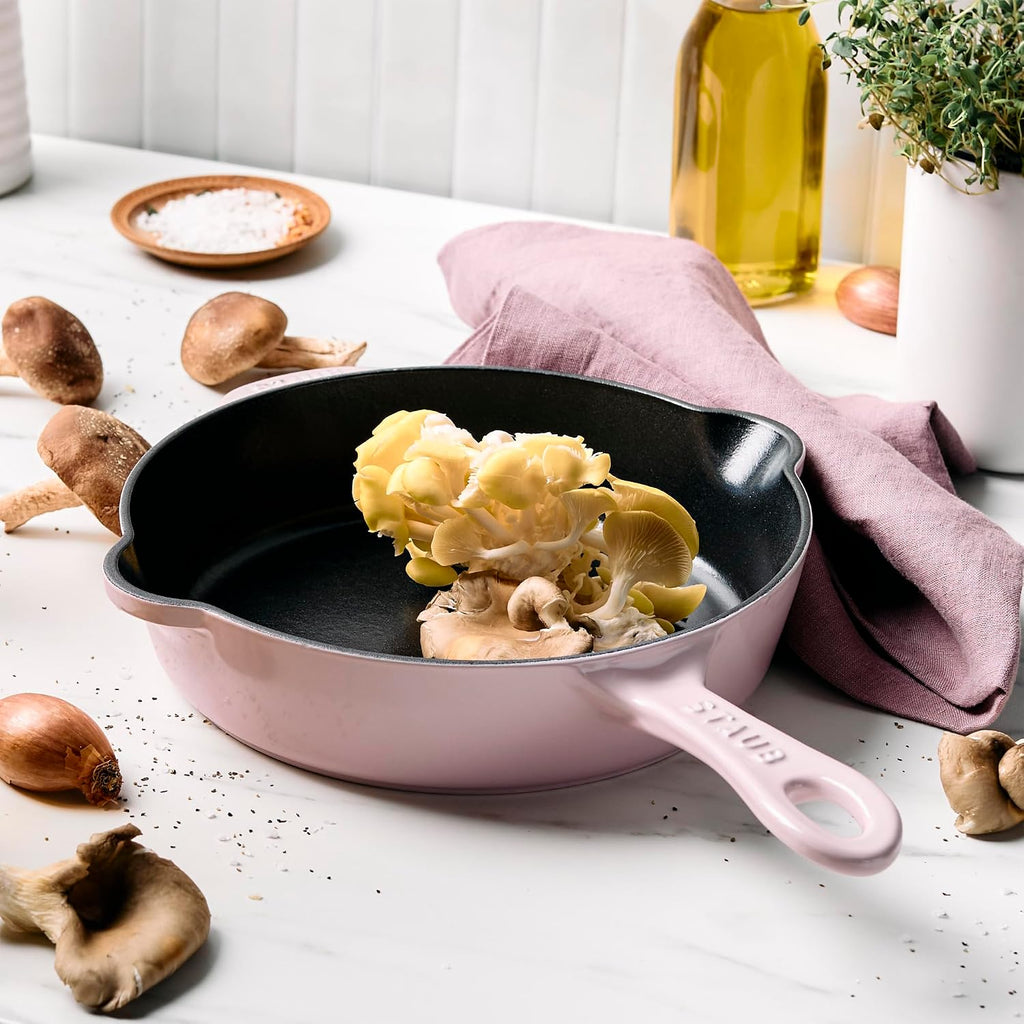 STAUB Cast Iron 8.5-inch Traditional Deep Skillet - Peony Pink