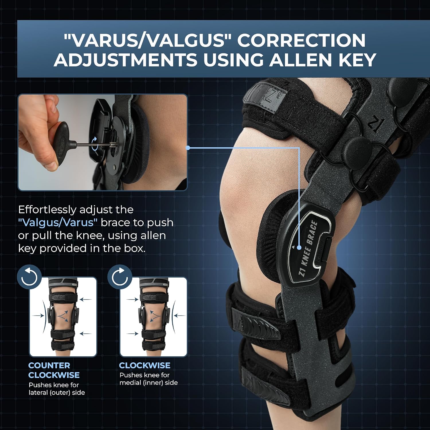 Z1 K4 OsteoAlign Hinged Knee Brace - Knee Support for ACL, MCL, Ligament Sports Injuries, Arthritis (OA), Meniscus Tear, Relief from Knee Joint Pain with Side Stabilizers for Men & Women Size (Small)