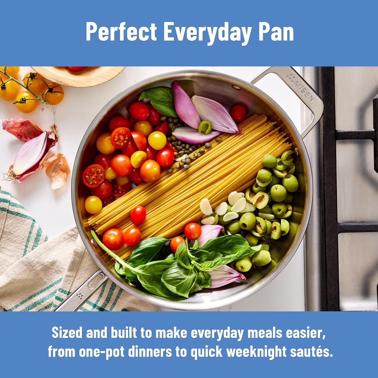 Misen Stainless Steel Pan - Versatile Everyday Pan - Even Heating, Dishwasher-Safe, Oven-Safe, Works on All Stovetops