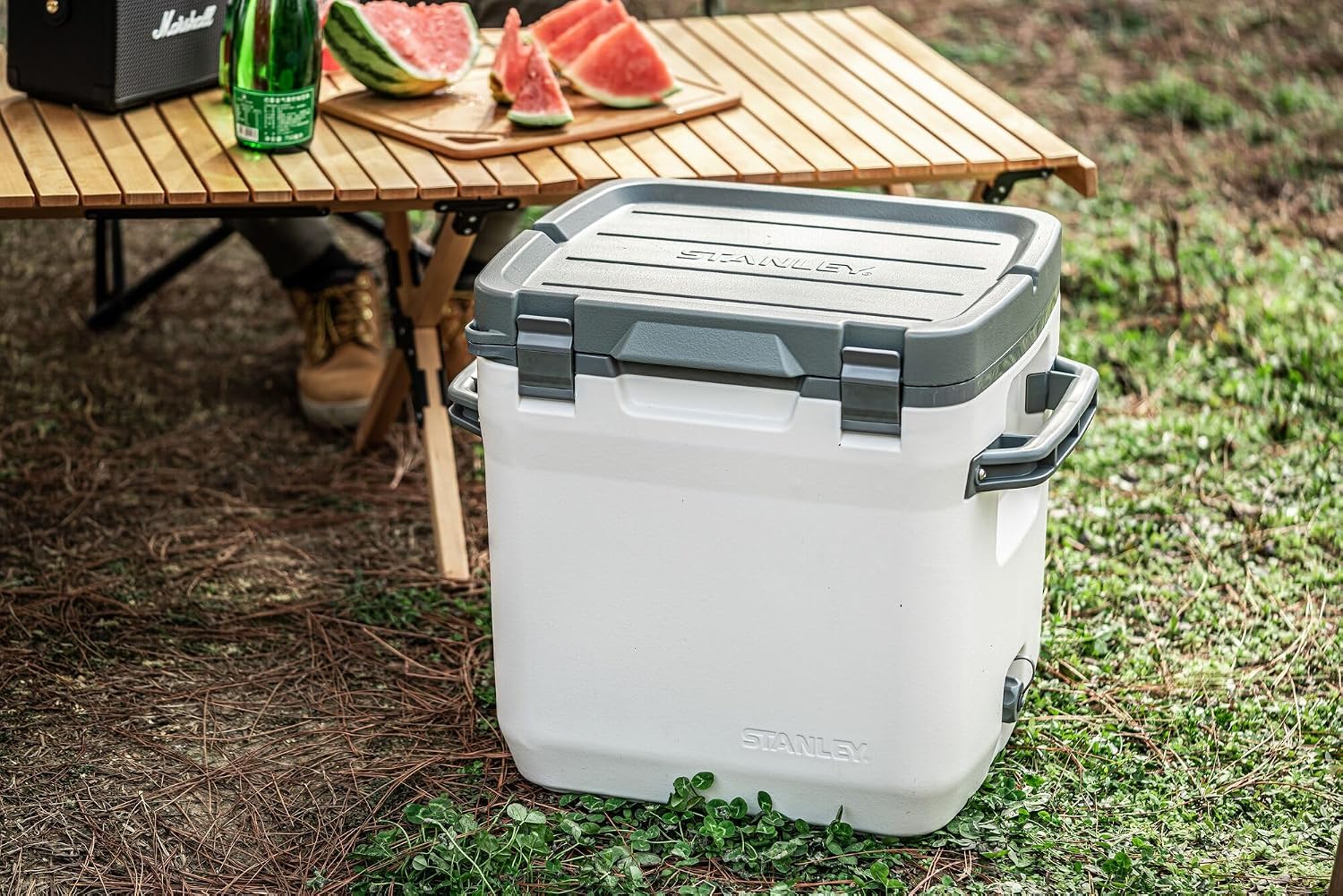 Stanley Adventure Outdoor Cooler 30 qt | Heavy Duty Outdoor Camping Cooler with Easy Carry Side Handles | 4 Days Cooling Ice Chest for 40 Cans | Flat Top Doubles as Seat | BPA-Free | Pool