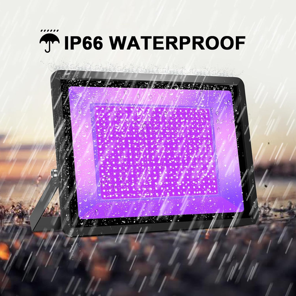 Black Lights 600W LED Flood Light Outdoor with Plug(6ft Cable) IP66 Waterproof LED Black Light Neon Glow for Party, Halloween, Fluorescent Poster, Body Paint