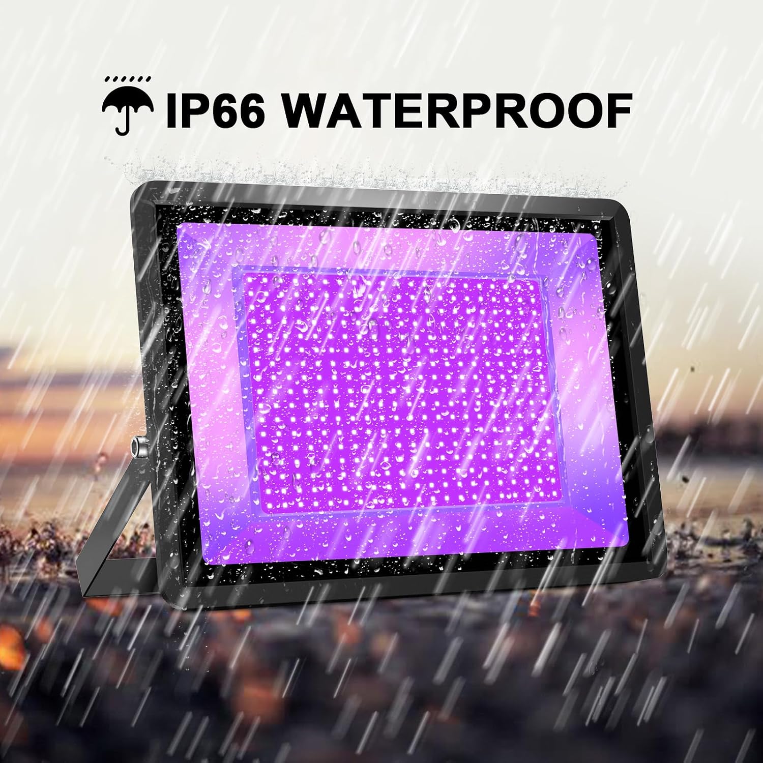 Black Lights 600W LED Flood Light Outdoor with Plug(6ft Cable) IP66 Waterproof LED Black Light Neon Glow for Party, Halloween, Fluorescent Poster, Body Paint