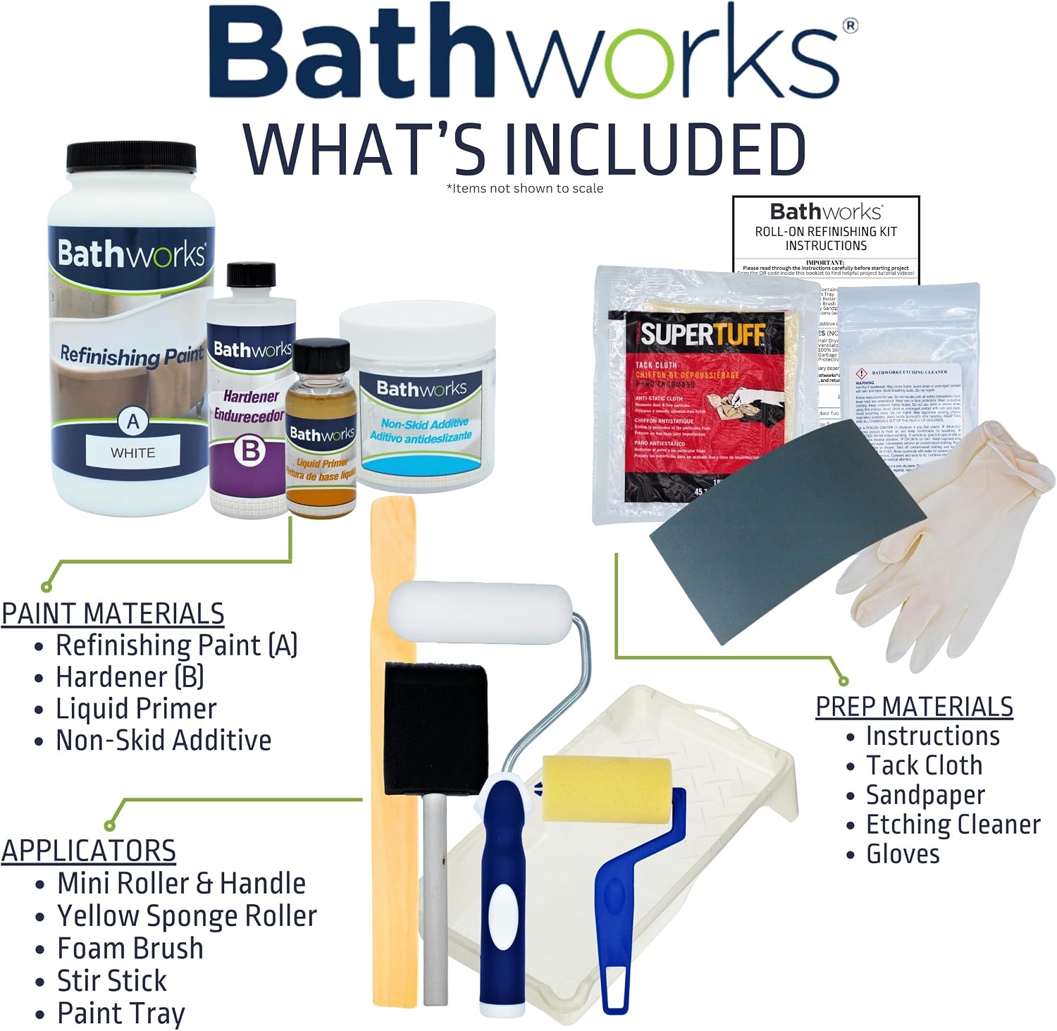 Bathworks DIY Bathtub Refinishing Combo Kit – White – Includes Tub & Tile Coating, Chip Repair Filler, and Non-Slip Additive – For Bathtubs, Tile, Showers & Wall Surrounds – High Gloss Finish, 24-Hour Dry Time
