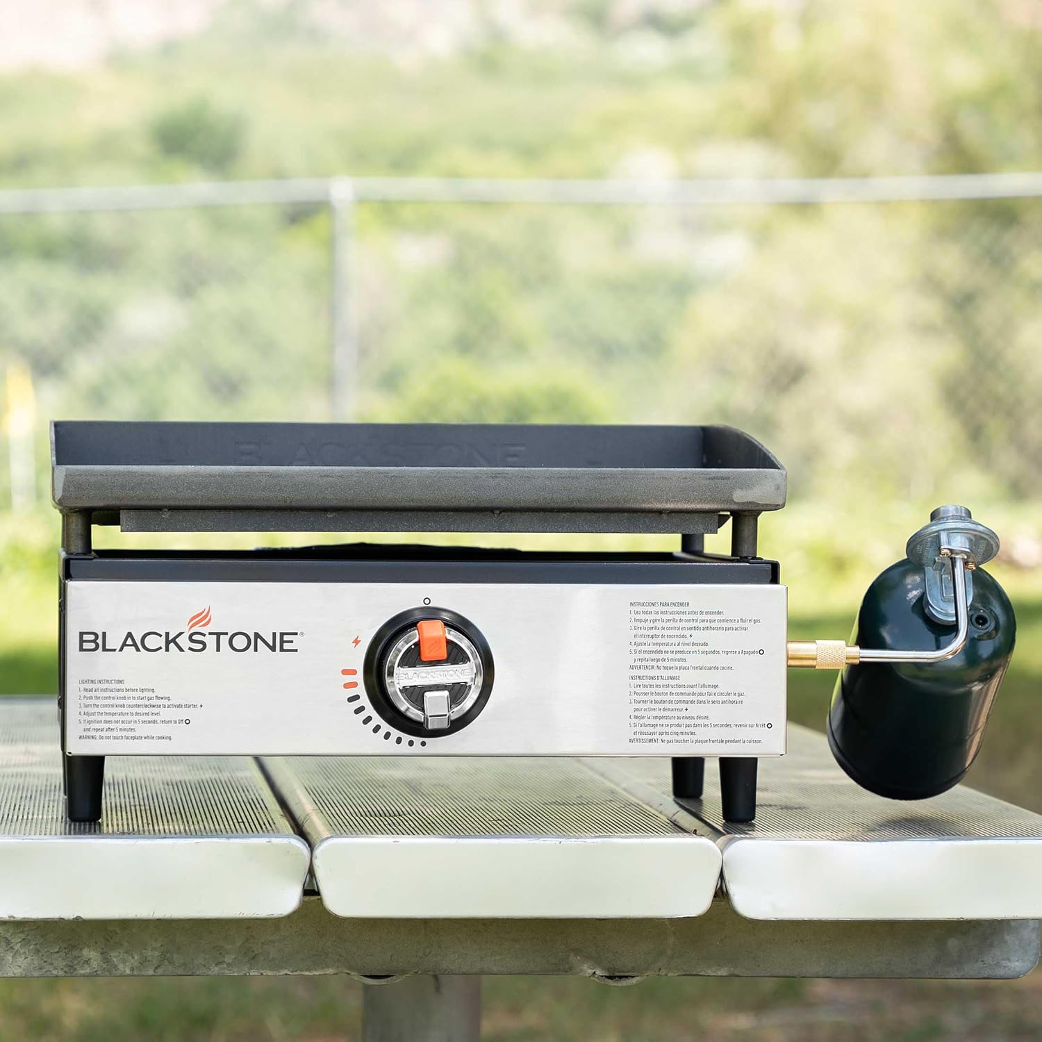 Blackstone 17 Inch Portable Tabletop Griddle 2142 With Stainless Steel Front for Camping and Tailgating, Griddle Accessories, Seasoning, and Gloves