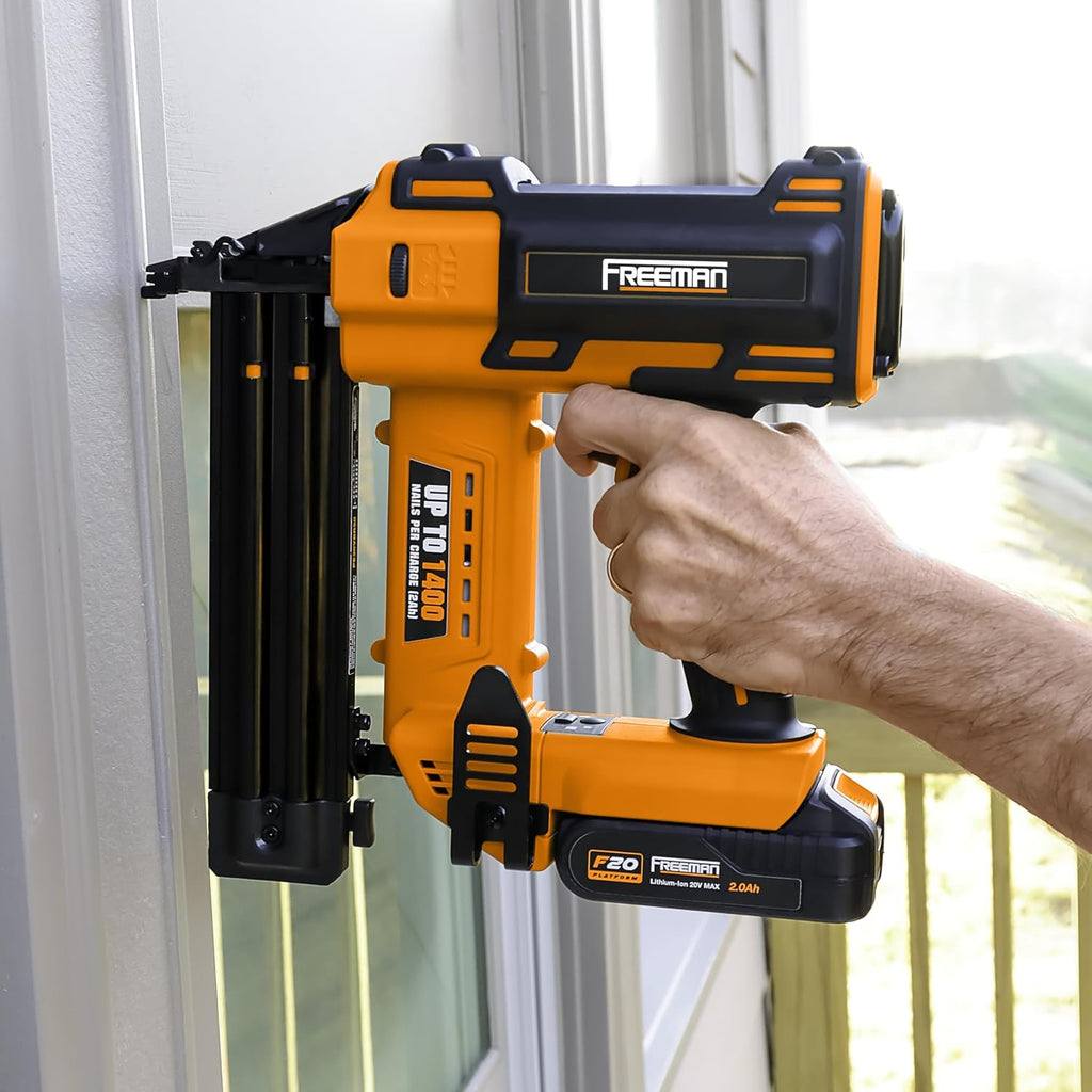 Freeman PE20VT1850 20 Volt Cordless 18-Gauge 2' Brad Nailer (Tool Only) – 1400 Shots per Charge