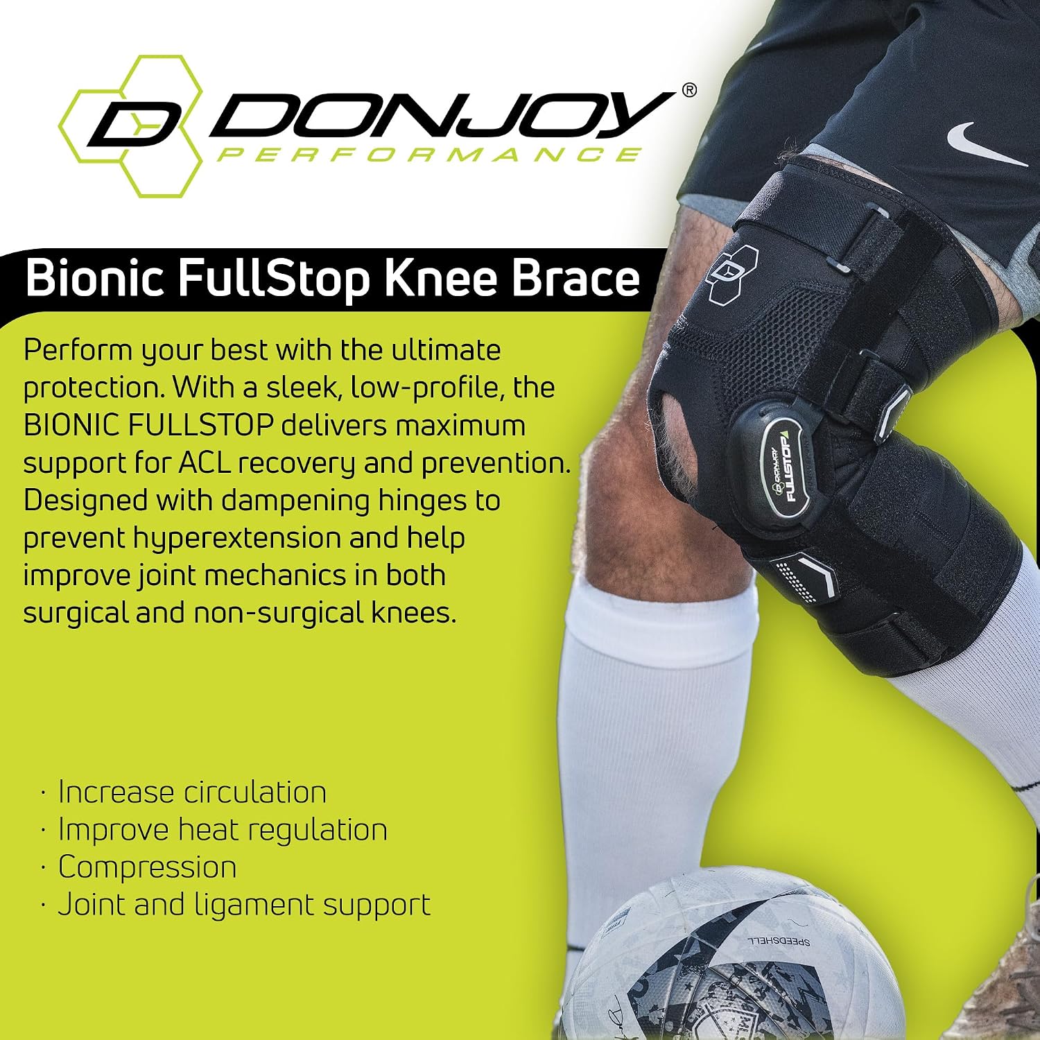 DonJoy Performance BIONIC FULLSTOP Knee Brace - ACL, Meniscus Injuries, Joint and Patella Instabilities, Moterate Sprains