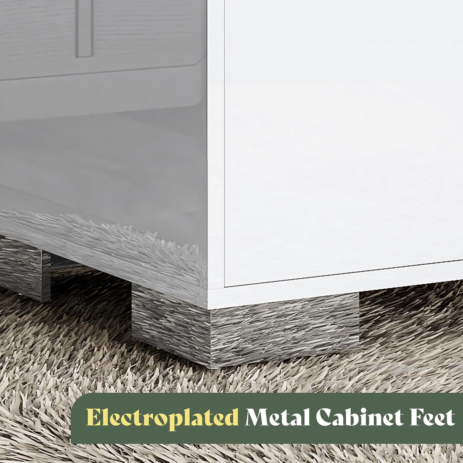 AMERLIFE Nightstand Set of 2, 23.6'' Modern End Table with Drawers, High Gloss UV Finish, Electroplated Pull Handle, Bedside Table for Bedroom, White