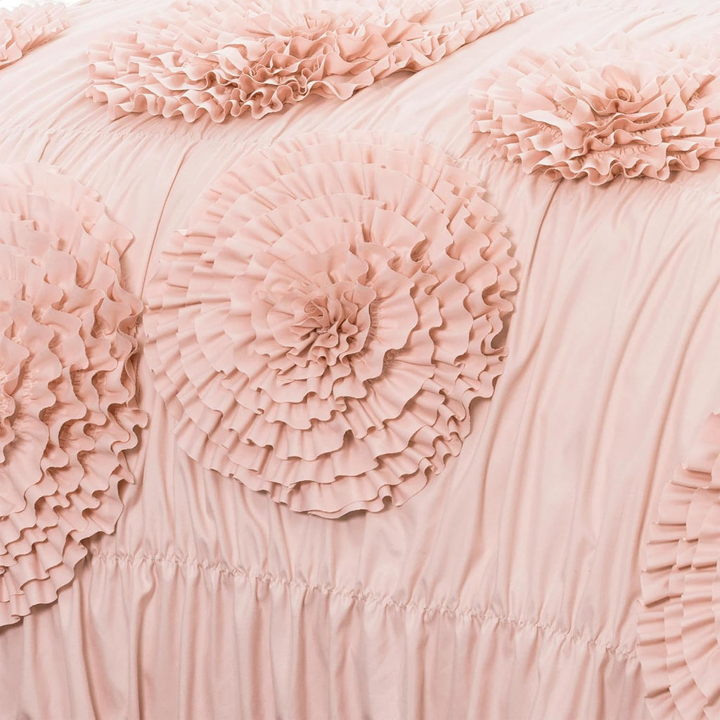 Lush Decor Serena Comforter Set, 3 Piece Set, Full/ Queen, Blush - Pink Bedding Set Queen - Cute Comforter Queen Size - Coquette Decor