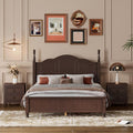 Harper & Bright Designs 3 Pieces Bedroom Sets, Full Size Wood Platform Bed Frame with 2 Nightstands, Retro Design, Farmhouse Bedroom Furnture Set, Easy to Assemble (Walnut)