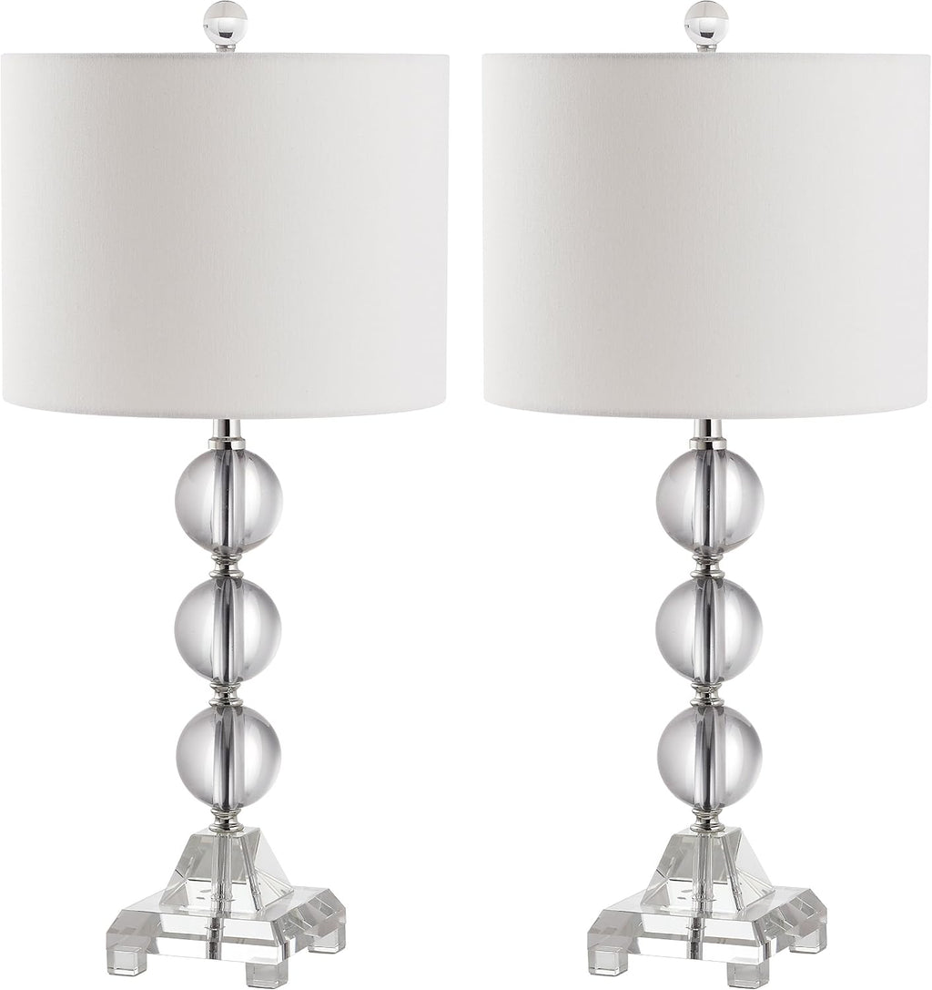 SAFAVIEH Lighting Collection Fiona Crystal Stacked Ball 24-inch Bedroom Living Room Home Office Desk Nightstand Table Lamp Set of 2 (LED Bulbs Included)