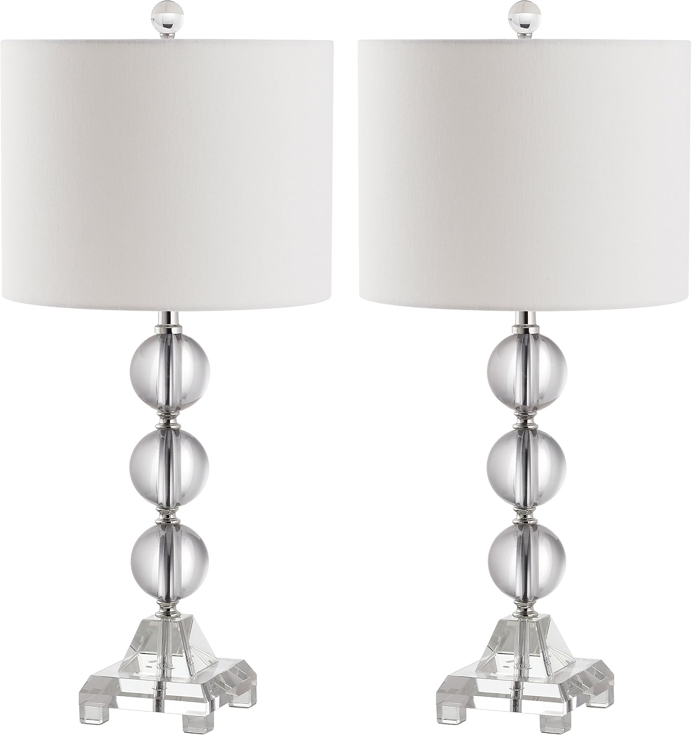SAFAVIEH Lighting Collection Fiona Crystal Stacked Ball 24-inch Bedroom Living Room Home Office Desk Nightstand Table Lamp Set of 2 (LED Bulbs Included)