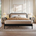 Bme Aurelia King Bed Frame, Solid Acacia Wood, Boho & Mid-Century Modern Style, Rattan Headboard, US Patent Pending Design, Slat Support and No Box Spring Needed, 800 lbs Support, Easy Assembly, Black