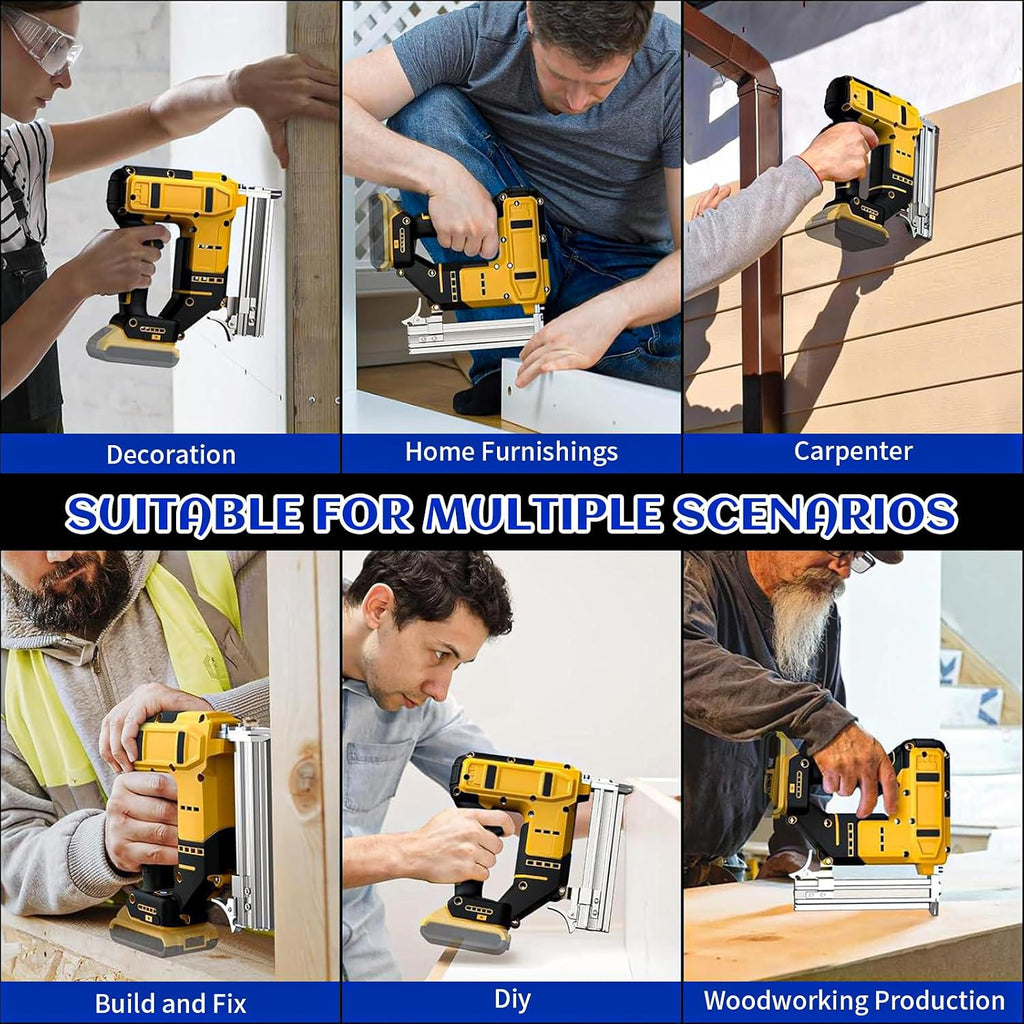 2-in-1 18 Gauge Cordless Brad Nailer & Staple Gun for Dewalt 20V MAX Battery, Battery Powered Electric Nail Gun with 1000 Nails for Woodworking, DIY, Framing & Home Improvement (No Battery)