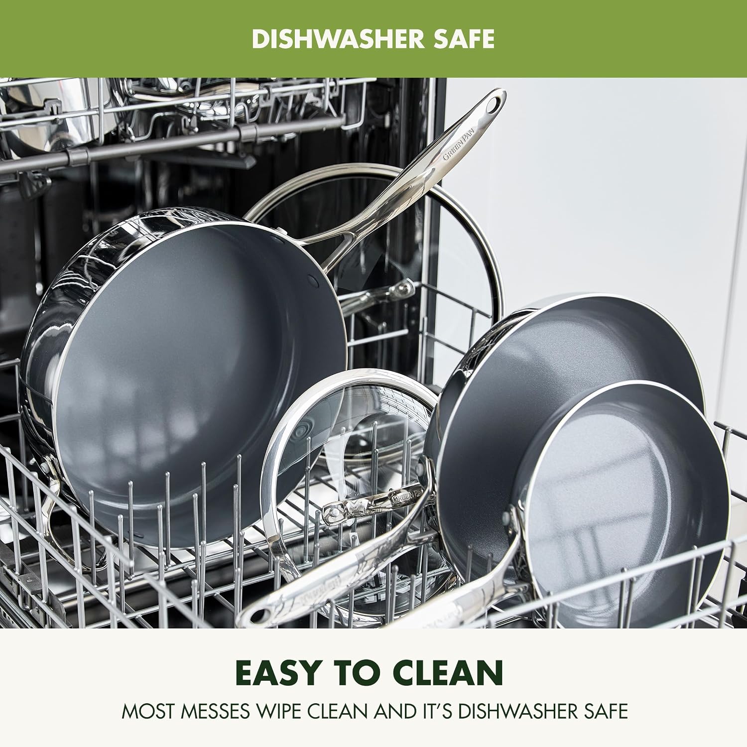 GreenPan Valencia Pro Tri-Ply Stainless Steel 12' Wok with Lid, PFAS-Free Ceramic Nonstick Coating, Induction Ready Cookware, All Cooktops, Dishwasher & Oven Safe to 600F