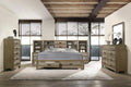 Roundhill Furniture Loiret Storage Platform King WallBed with Dresser and Mirror, Chest, Light Gray