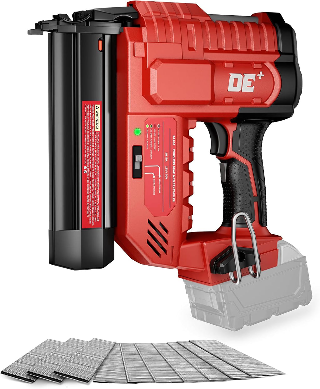 DeForce 18GA Cordless Brad Nailer, 2' Nail Gun for Milwaukee 18V Battery(No Battery), 2 in 1 Electric Stapler, Tool-Free Jam Release, 2 Firing Mode, Adjustable Depth, 1000pcs Nail for Woodworking