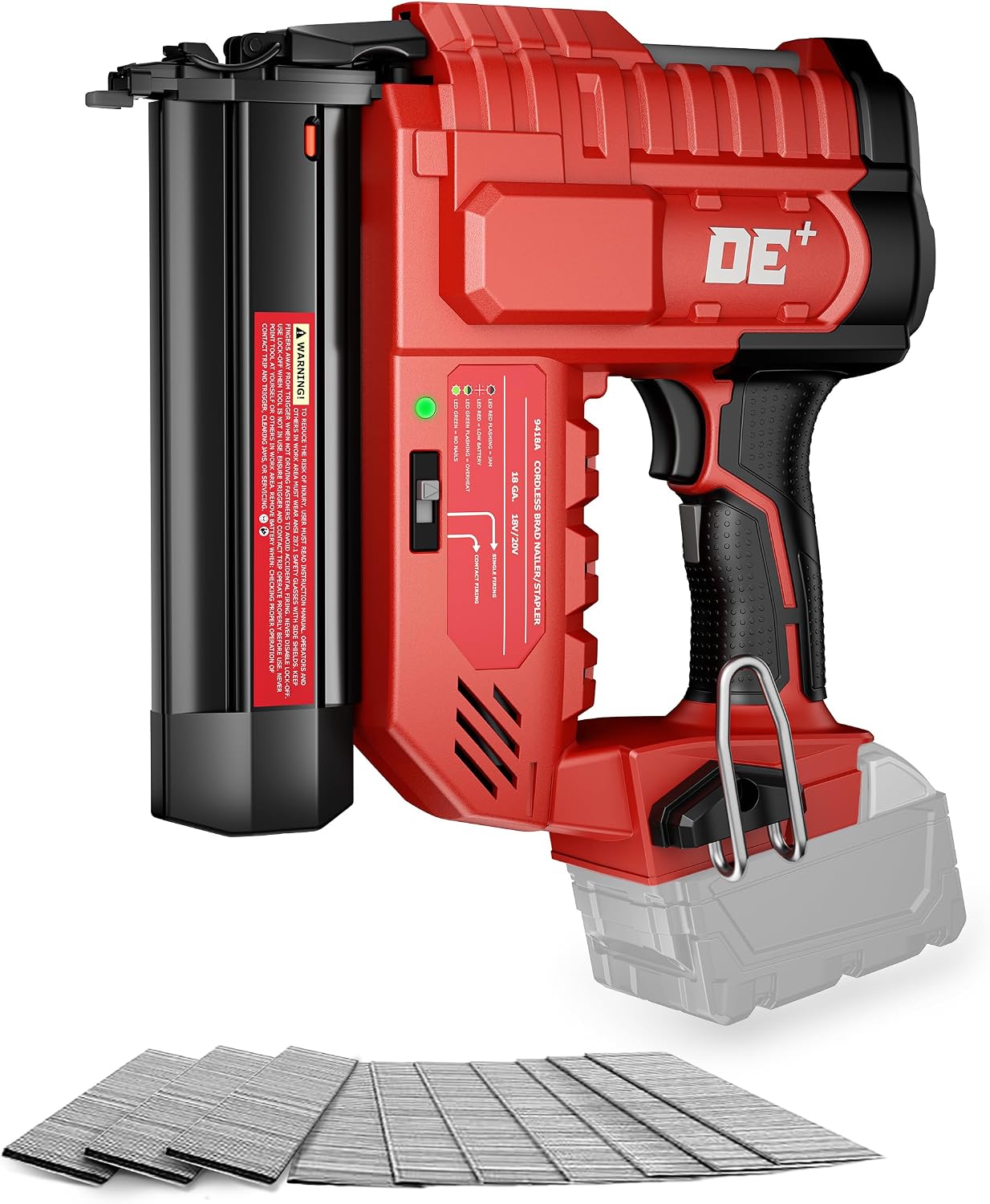 DeForce 18GA Cordless Brad Nailer, 2' Nail Gun for Milwaukee 18V Battery(No Battery), 2 in 1 Electric Stapler, Tool-Free Jam Release, 2 Firing Mode, Adjustable Depth, 1000pcs Nail for Woodworking