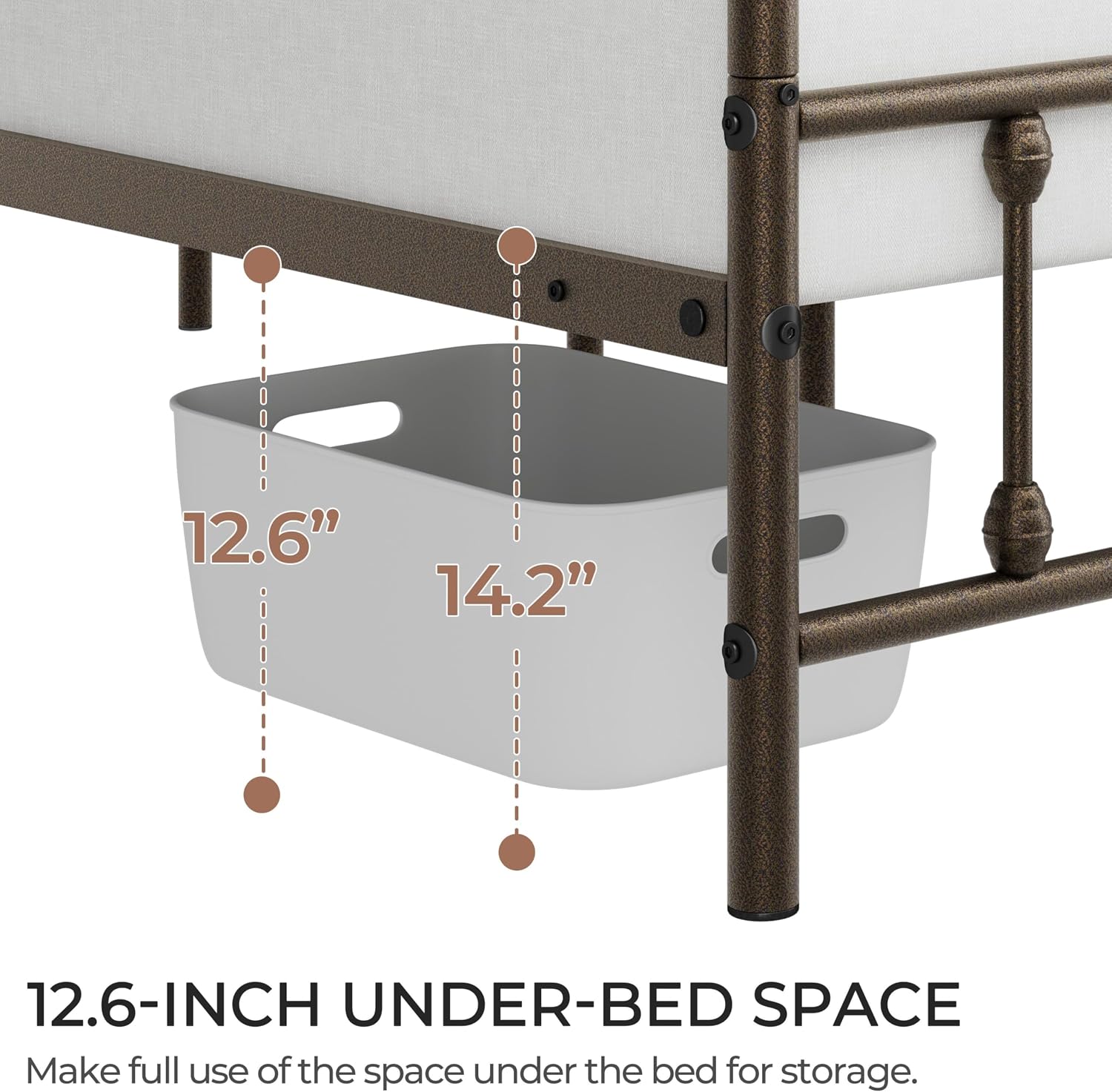 Yaheetech Classic Metal Platform Bed Frame Mattress Foundation with Victorian Style Iron-Art Headboard/Footboard/Under Bed Storage/No Box Spring Needed/Queen Size Bronze