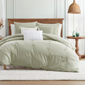 Peri Home Bows Bedding Cottage Core 100% Cotton 3-Piece Comforter and Sham Set, King, Green Sasha Bows