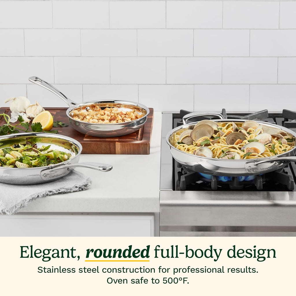 Cuisinart 3 Piece PureClad, Triple-Ply Stainless Steel Skillet Set, PCST22-81012