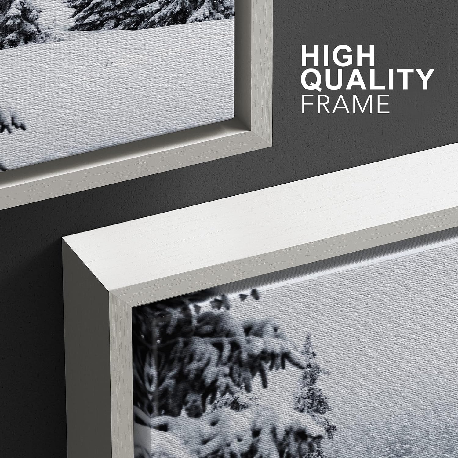 wall26 Framed Canvas Print Wall Art Set Duotone Winter Snow Forest Trees Nature Wilderness Photography Realism Rustic Landscape Colorful Cool for Living Room, Bedroom, Office - 24'x36'x3 White