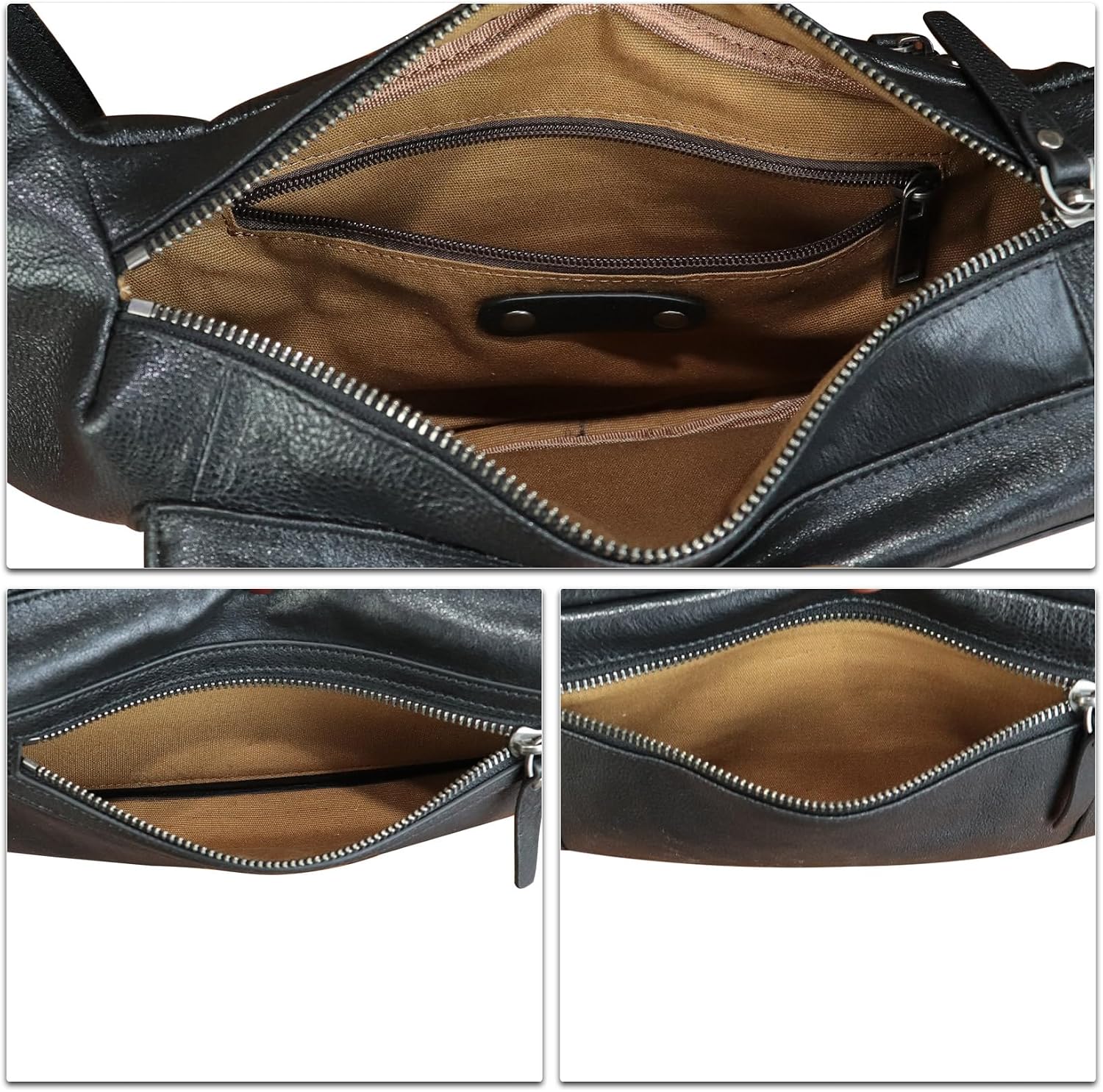 Genuine Leather Fanny Pack for Men and Women Waist Bag Hip Bag Real Leather Fanny Bag Sling Bag Crossbody Bags Chest Purses (Black), LRTO-15023