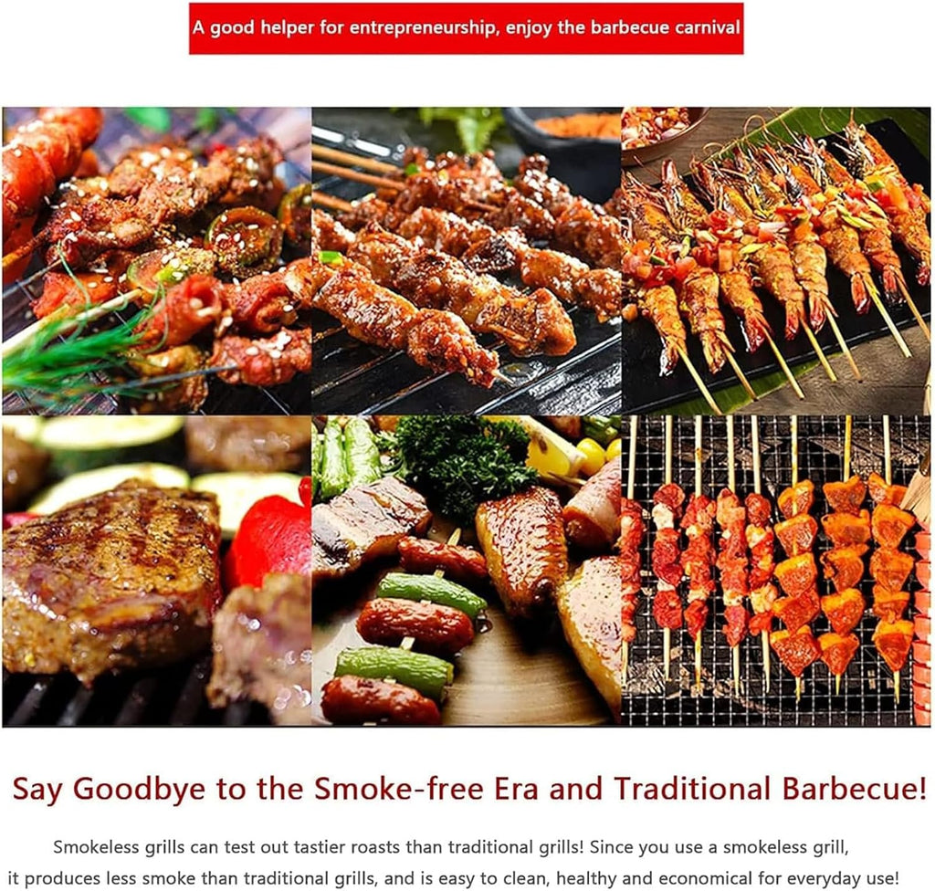 Electric Table Top Griddle, Commercial Indoor Cooking Grill with Water Filled Drip Tray & Temperature Control, Smokeless Portable BBQ Barbecue Grill, Fast Heating