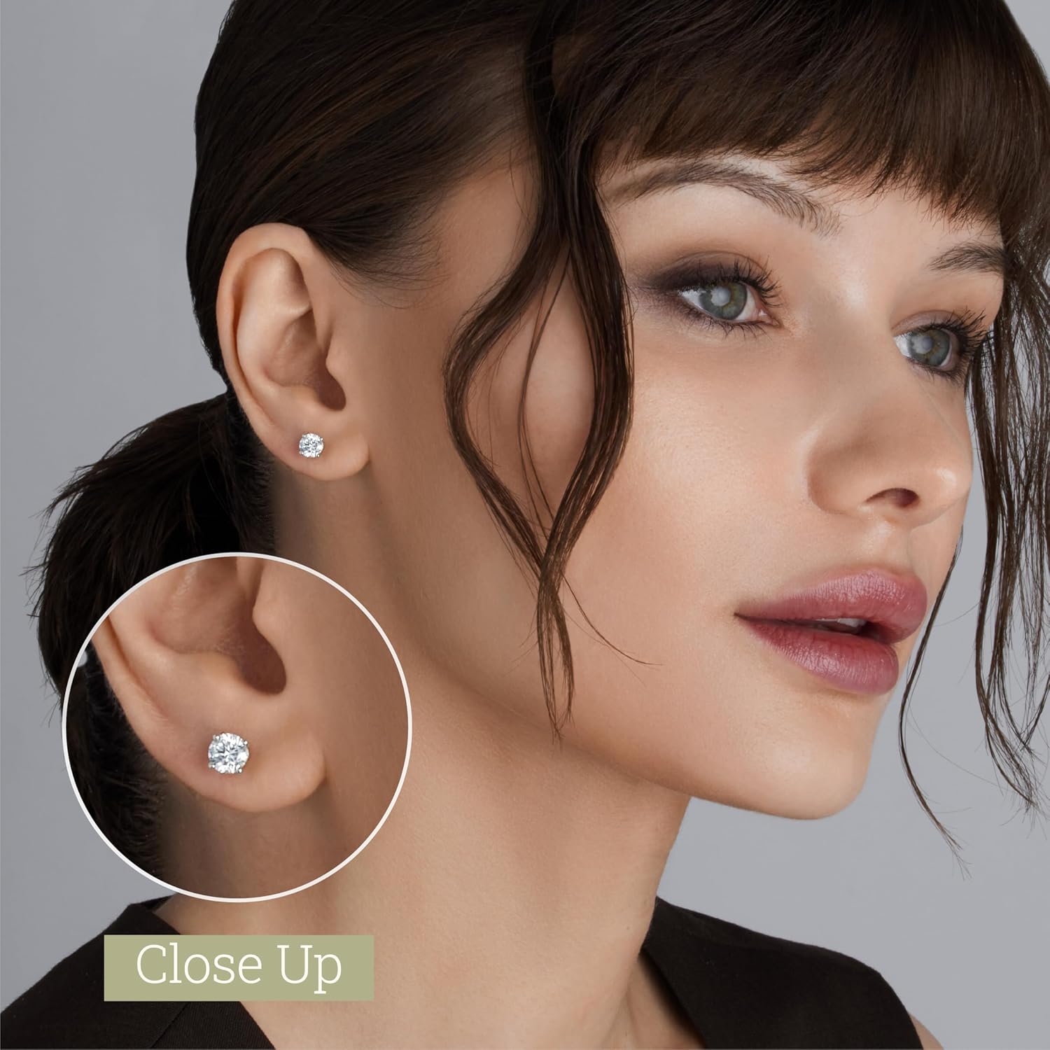 Gilded Lab-Grown Diamond Stud Earrings 10KT White Gold and 10KT Yellow Gold | Hypoallergenic Fine Gold Jewelry | 4-Prong Basket, Push Back Nut | VS2 SI1 Clarity, F Color, Round Cut | 1/5,1/4,1/3,3/8,1/2,3/4,1,2 ct tw