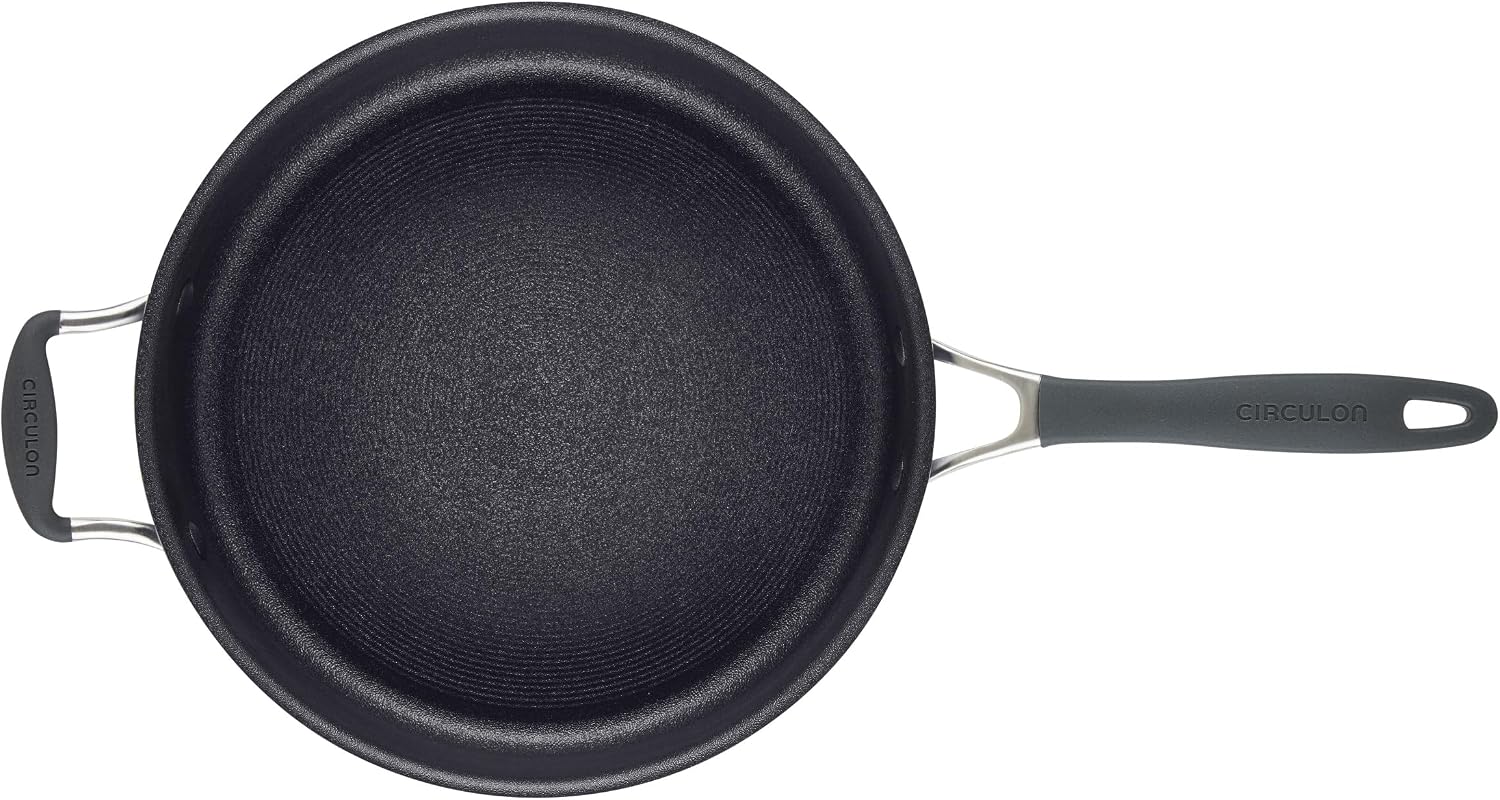 Circulon A1 Series with ScratchDefense Nonstick Induction Cookware, Large Saute Pan with Lid, Nonstick Pan, 5-Quart, Graphite