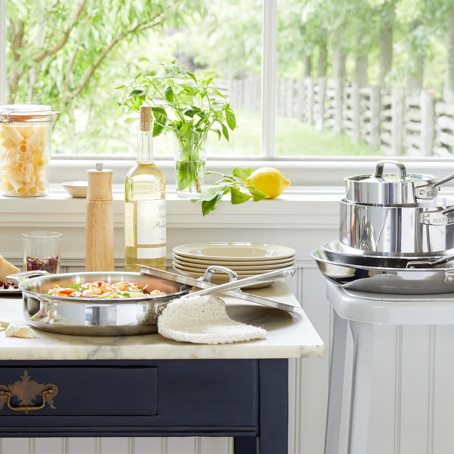 Martha by Martha Stewart 3-Quart Triply Stainless Steel Low Saucepan w/Lid