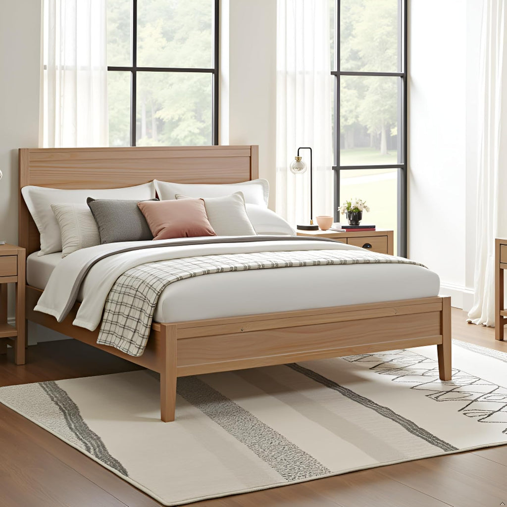 Alaterre Furniture Arden Queen Platform Bed Frame – Solid Wood, Modern Rustic Boho Style, Sturdy Slat Support, No Box Spring Needed, 65' W x 86' D x 50' H (Light Driftwood Finish)
