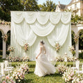 50ftx12ft Wrinkle Free Ivory Backdrop Curtain, 10 Panels 12FT Height Ivory Wedding Backdrop Drapes, Silky Polyester Back Drop Cloth for Birthday Photography Background Party Backdrop Draping
